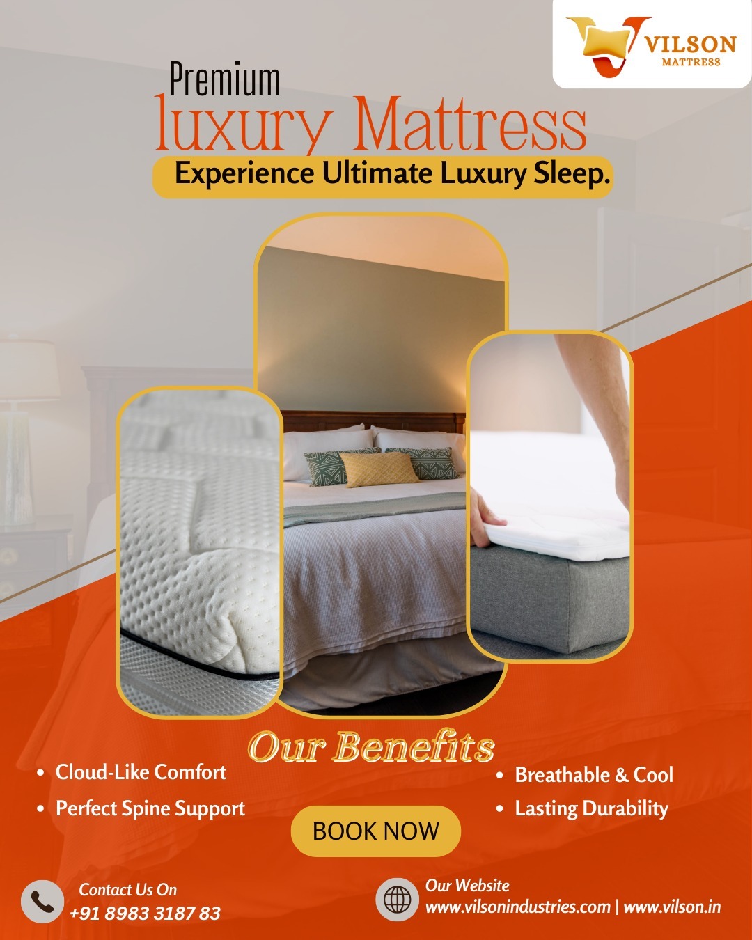 Upgrade your sleep experience with the Premium Luxury Mattress by Vilson Mattress. 